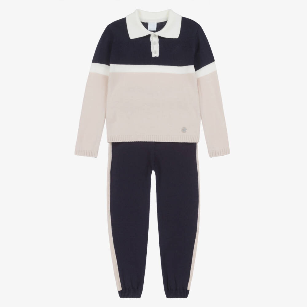 Artesanía Granlei-طقم محبوك للأولاد بلون كحلي وبيج | Childrensalon Outlet