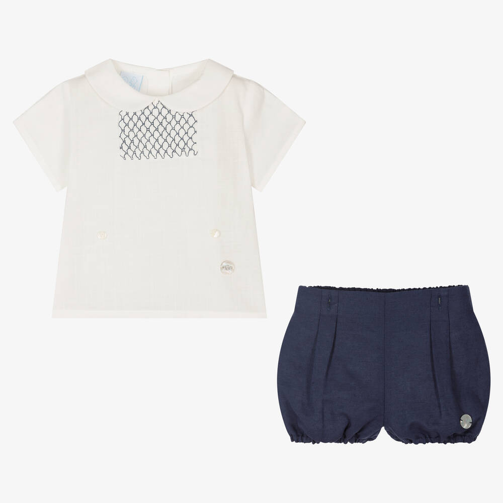 ارتيزانيا  غرانلي-بِدلة رسمية أطفال ولادي قطن وكتان لون عاجي وكحلي | Childrensalon Outlet