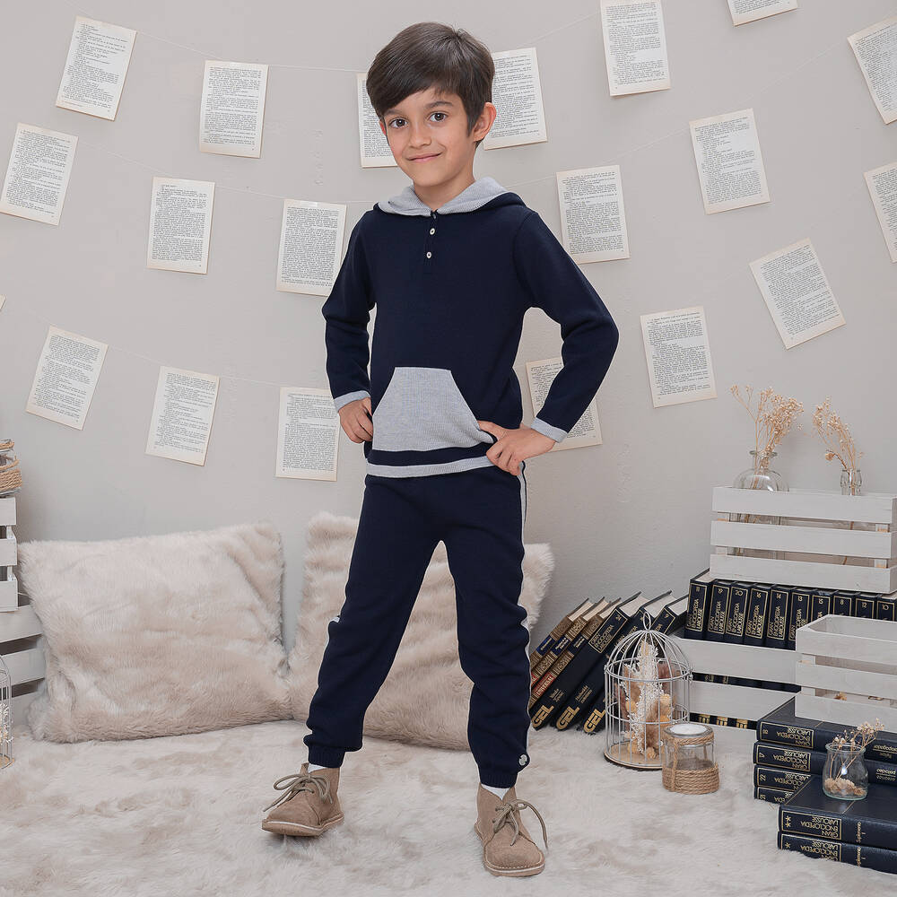 Artesanía Granlei-Сине-серый вязаный топ и штанишки | Childrensalon Outlet