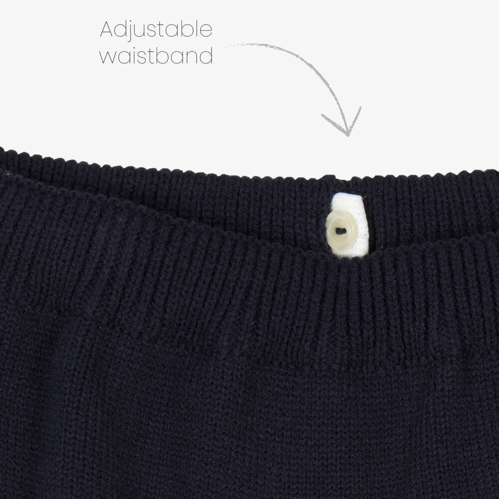 Artesanía Granlei-Boys Navy Blue Knitted Trouser Set | Childrensalon Outlet