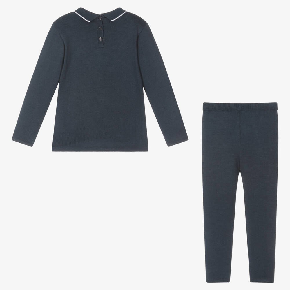 Artesanía Granlei-Boys Navy Blue Knitted Trouser Set | Childrensalon Outlet