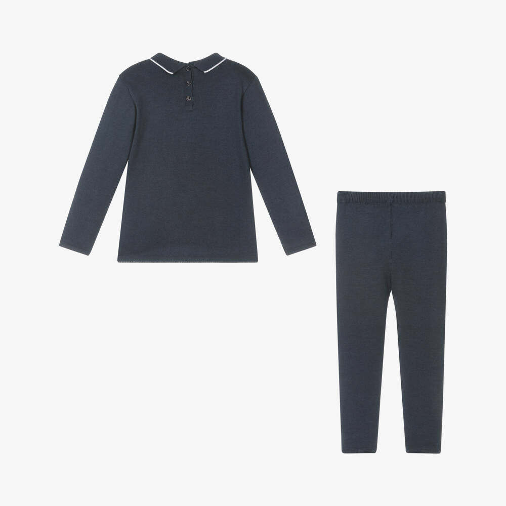 Artesanía Granlei-Boys Navy Blue Knitted Trouser Set | Childrensalon Outlet
