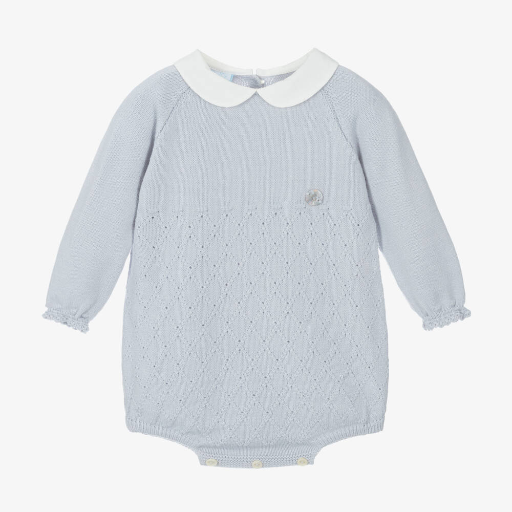 Artesanía Granlei-Boys Pale Knit Collar Romper | Childrensalon Outlet