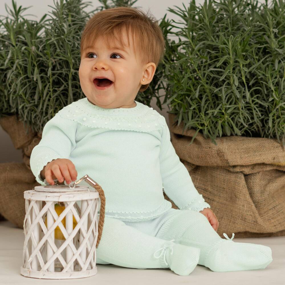 Artesanía Granlei-Boys Pale Mint Knit Outfit Duo | Childrensalon Outlet