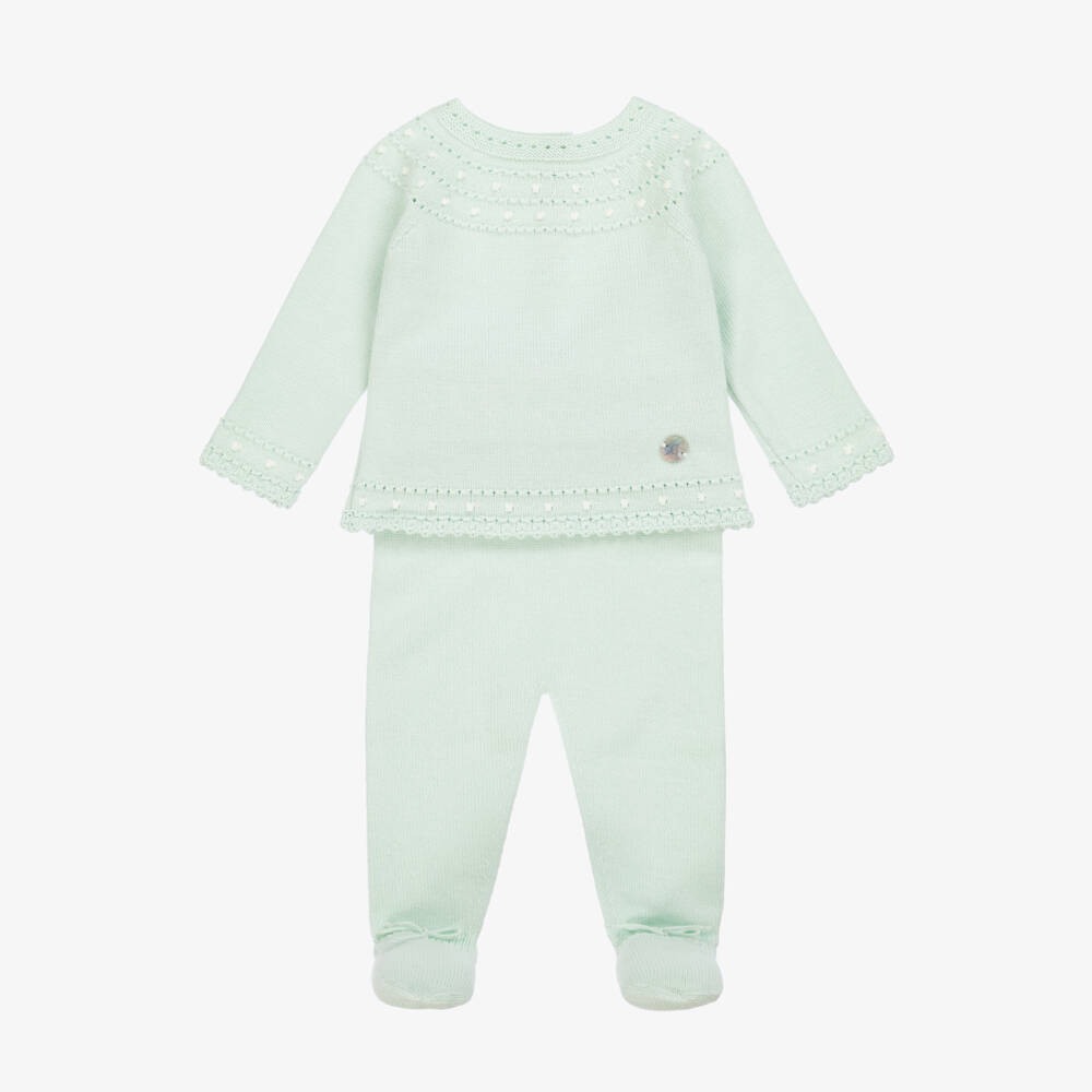 Artesanía Granlei-Комплект для мальчиков из трикотажа бледно-мятного цвета | Childrensalon Outlet