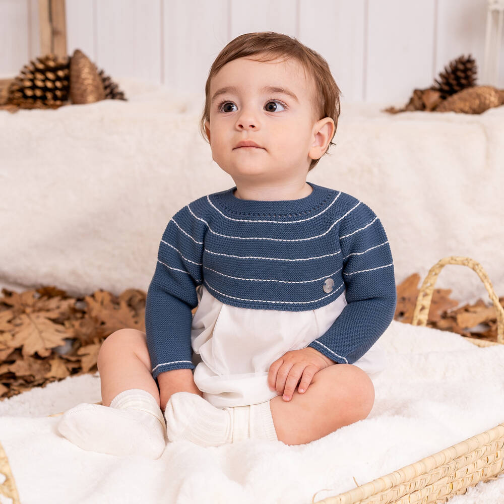 Artesanía Granlei-Boys Petrol Blue Knit Shortie | Childrensalon Outlet