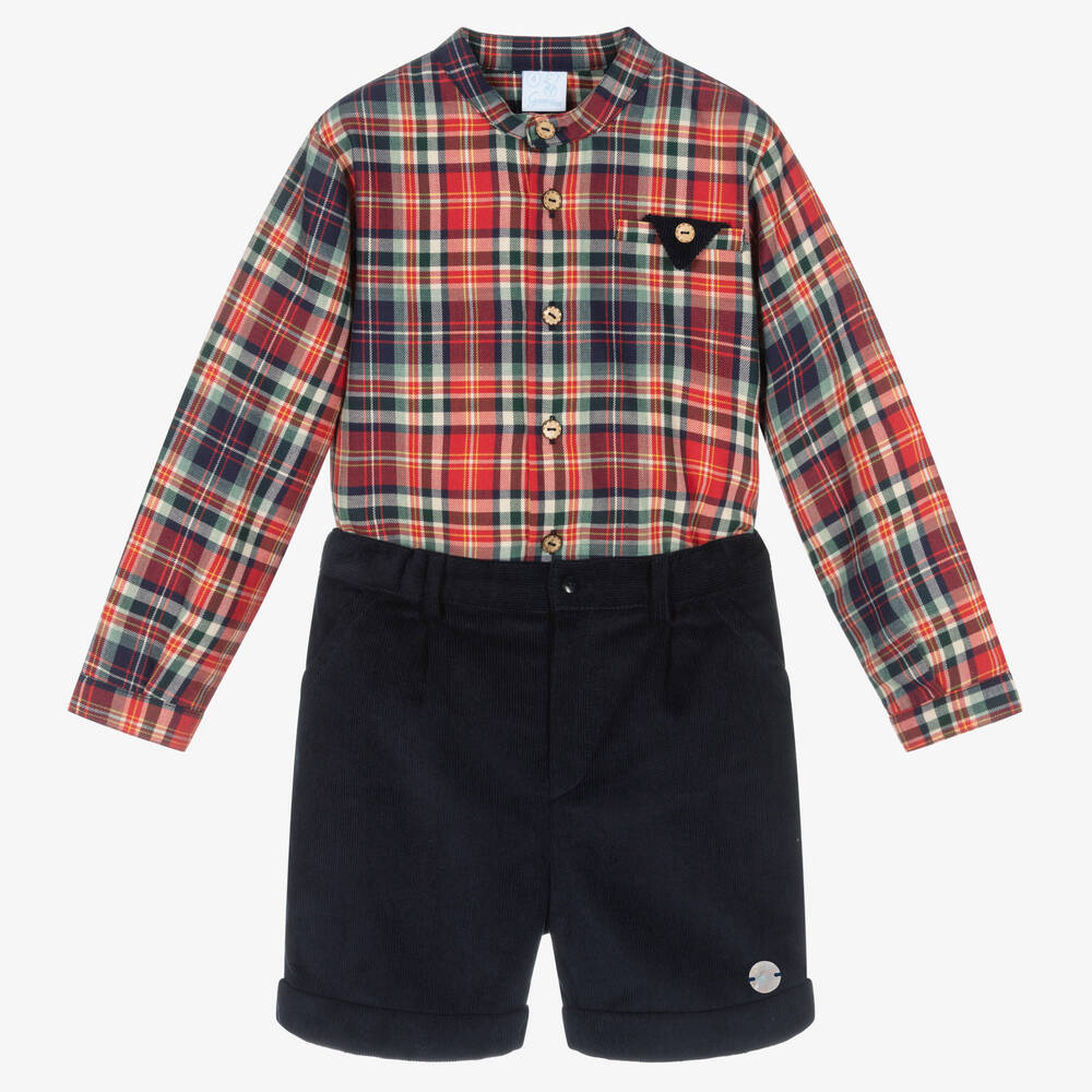 Artesanía Granlei-Сине-красная рубашка и синие шорты для мальчиков | Childrensalon Outlet