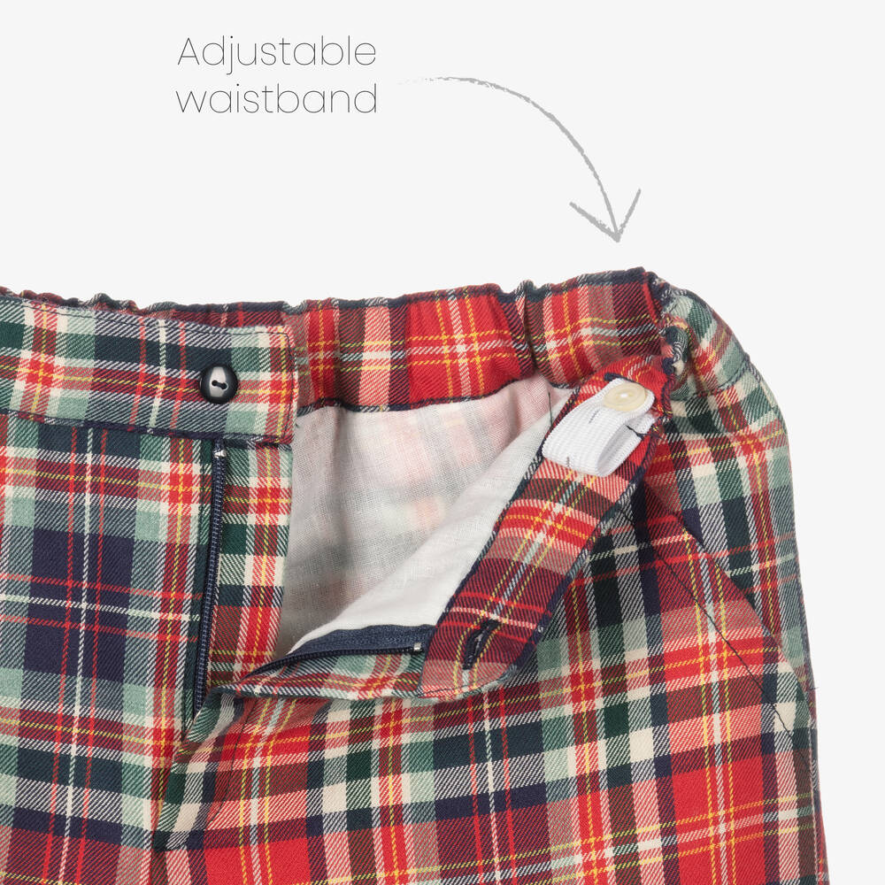 Artesanía Granlei-بنطلون قطن كاروهات لون أحمر للأولاد | Childrensalon Outlet