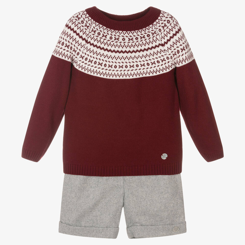 Artesanía Granlei - Красный свитер и серые шорты для мальчиков | Childrensalon