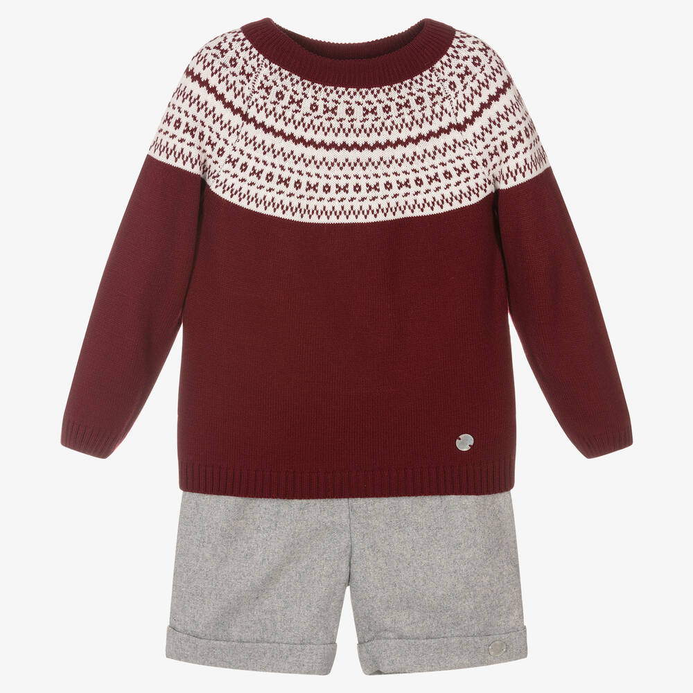 Artesanía Granlei - Ensemble short rouge gris garçon | Childrensalon