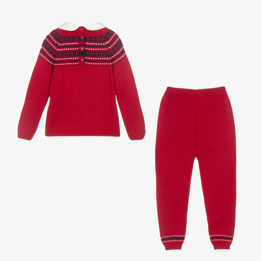 Artesanía Granlei-Boys Red Knit Trouser Ensemble | Childrensalon Outlet