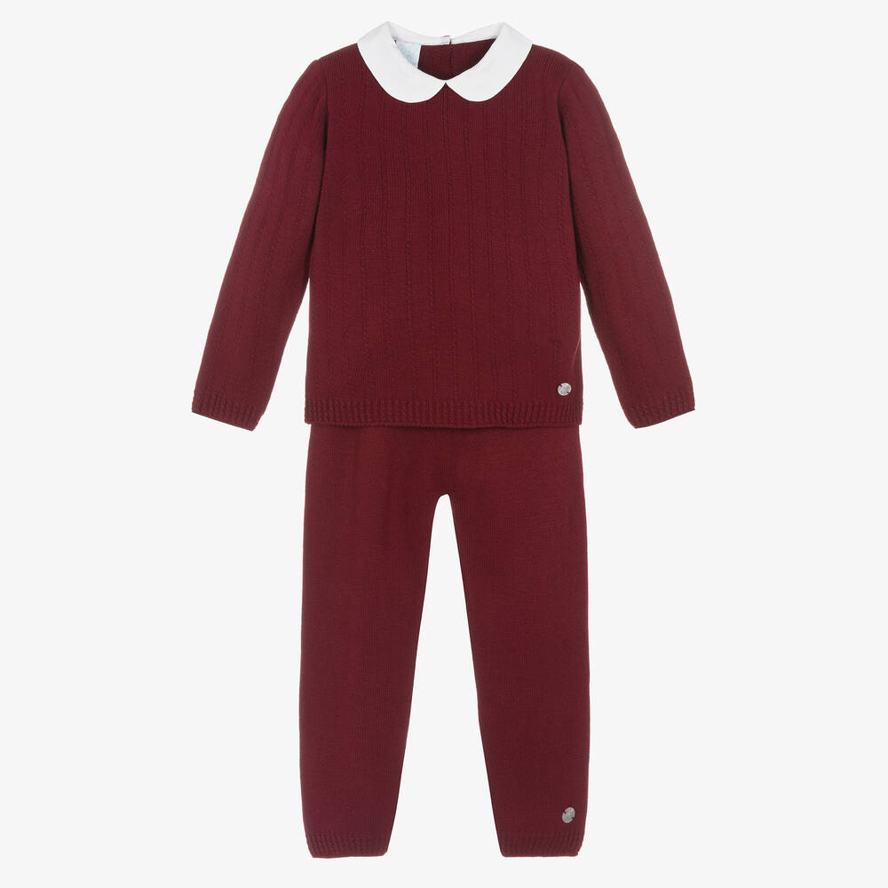 Artesanía Granlei - Boys Red Knitted Trouser Set | Childrensalon