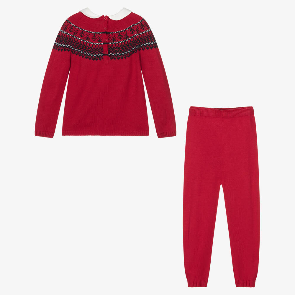 Artesanía Granlei-Boys Red Knitted Trousers Set | Childrensalon Outlet