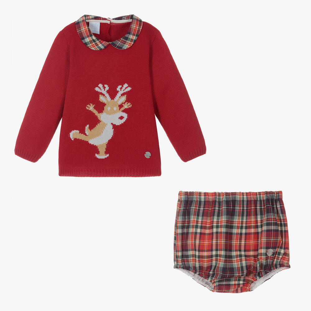 Artesanía Granlei-Boys Red Tartan Shorts Set | Childrensalon Outlet