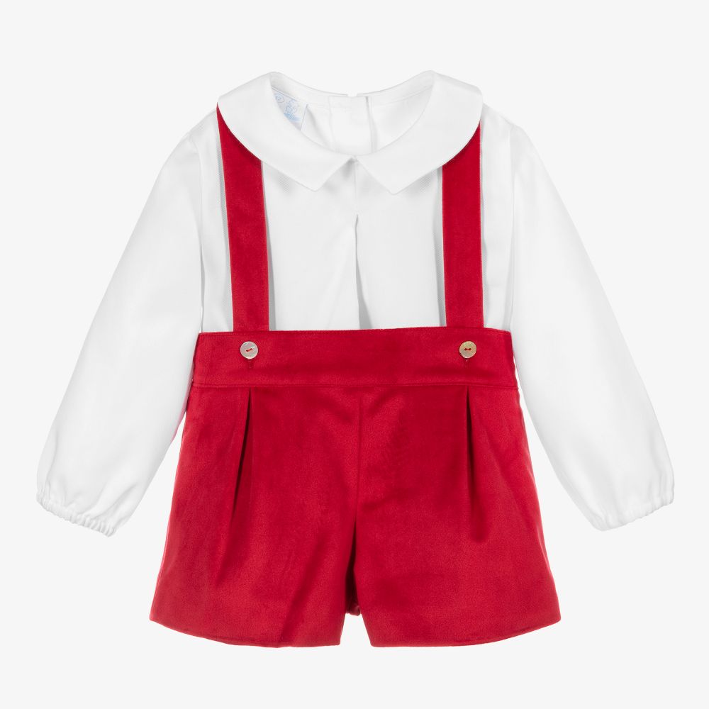 Artesanía Granlei - Комплект с красными бархатными шортами для мальчиков | Childrensalon