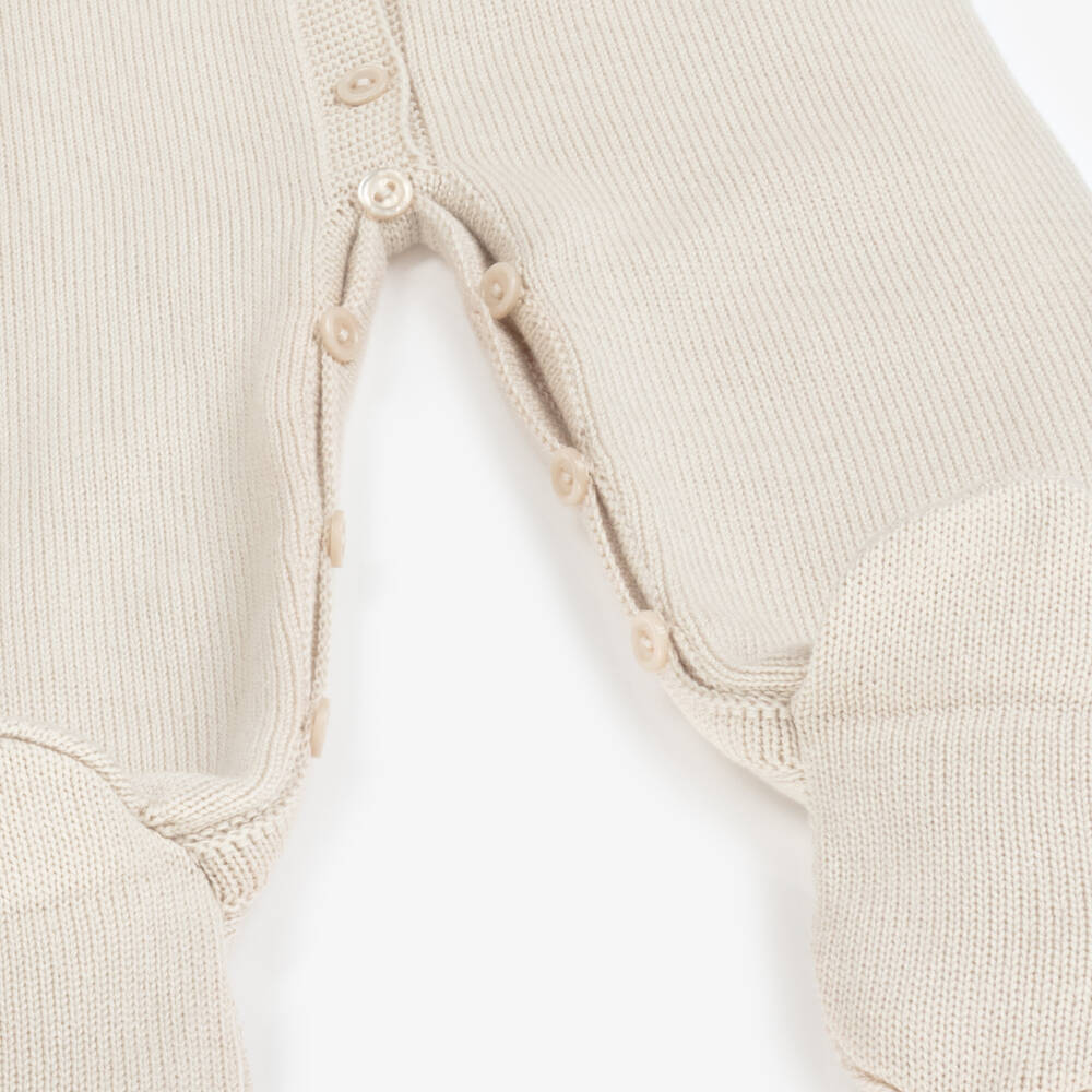 Artesanía Granlei-Boys Soft Beige Knit Romper | Childrensalon Outlet