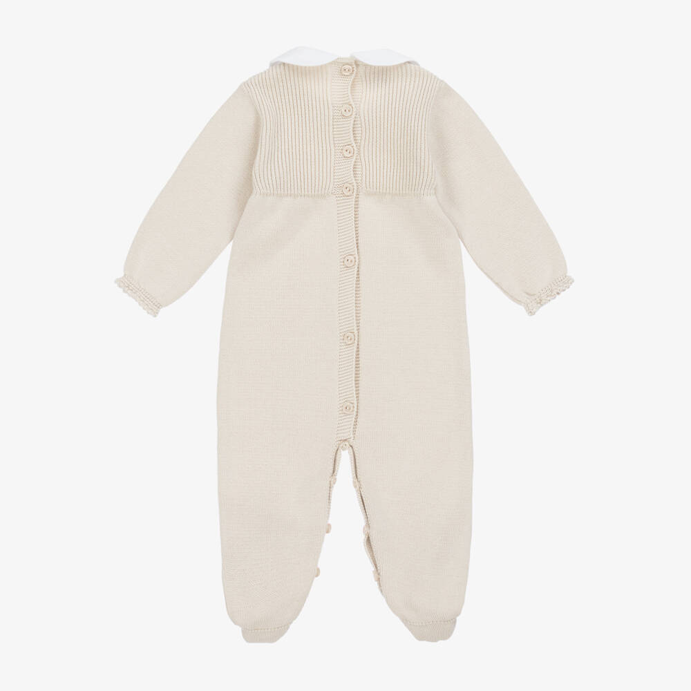 Artesanía Granlei-Boys Soft Beige Knit Romper | Childrensalon Outlet