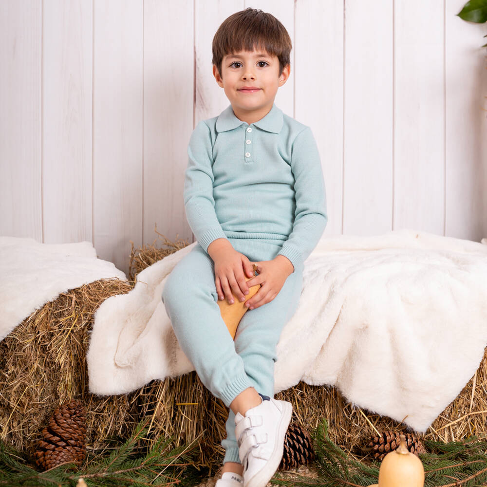 ارتيزانيا  غرانلي-طقم بنطلون محبوك لون أخضر للأولاد | Childrensalon Outlet