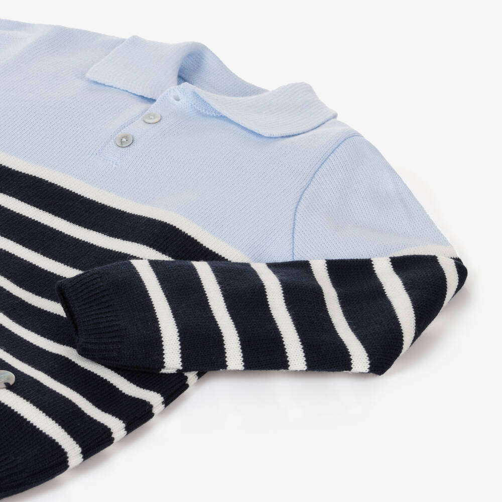 Artesanía Granlei-Boys Striped Navy Knit Set | Childrensalon Outlet