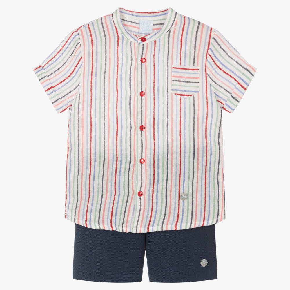 Artesanía Granlei - Chemise rayée et short bleu garçon | Childrensalon