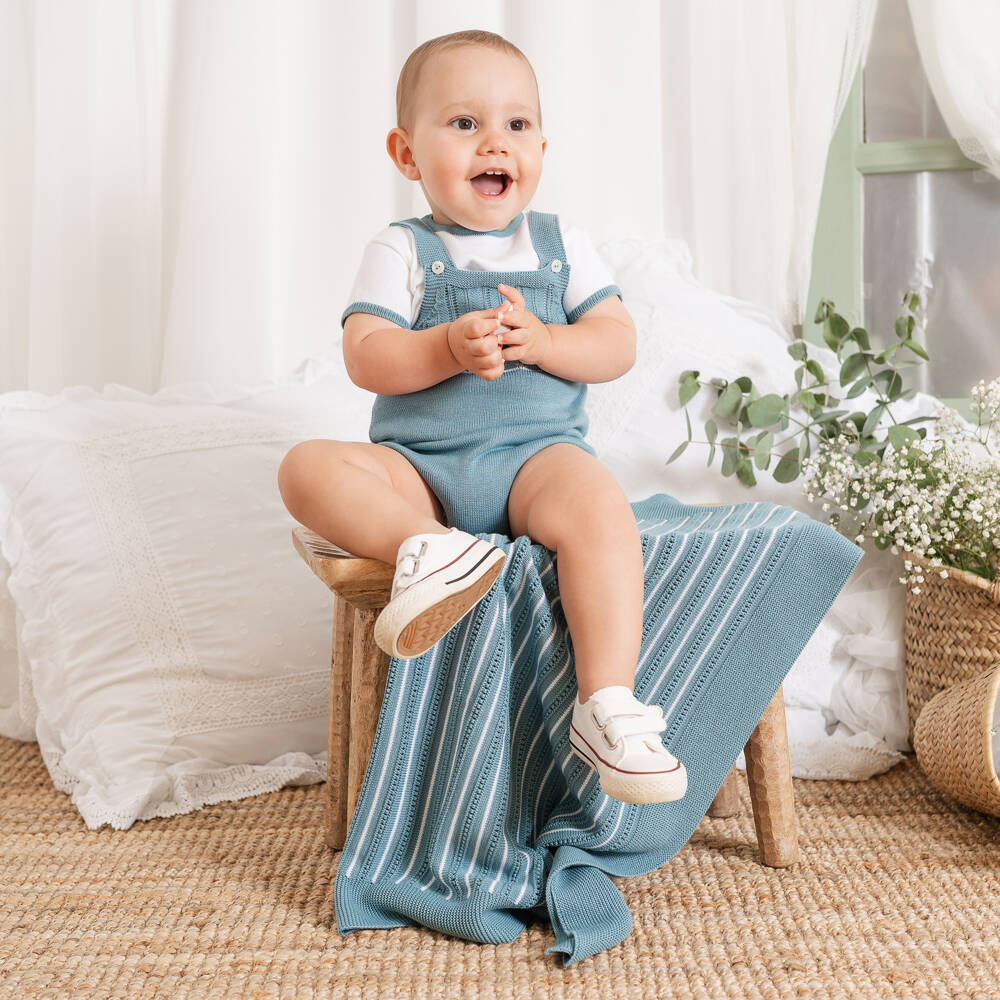 Artesanía Granlei-Полосатый синий плед для малышей | Childrensalon Outlet