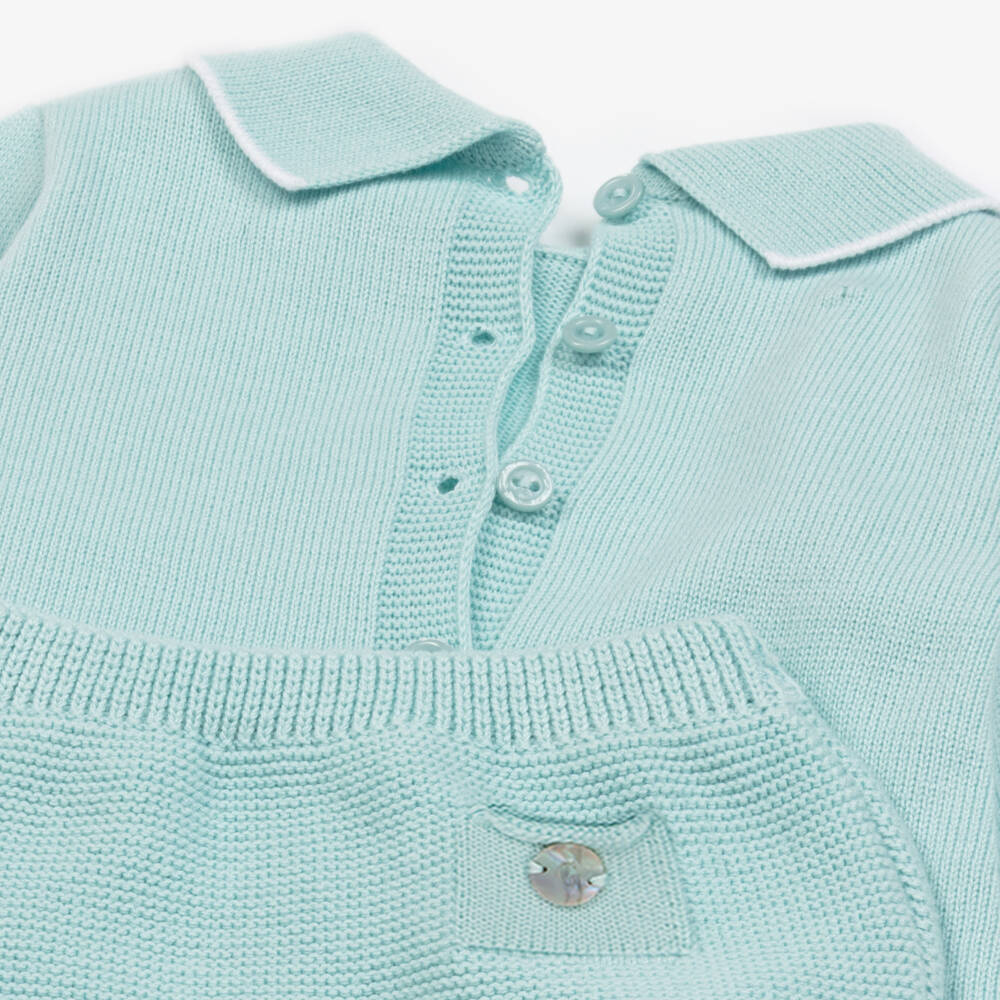 Artesanía Granlei-Boys Turquoise Knit Shorts Ensemble | Childrensalon Outlet