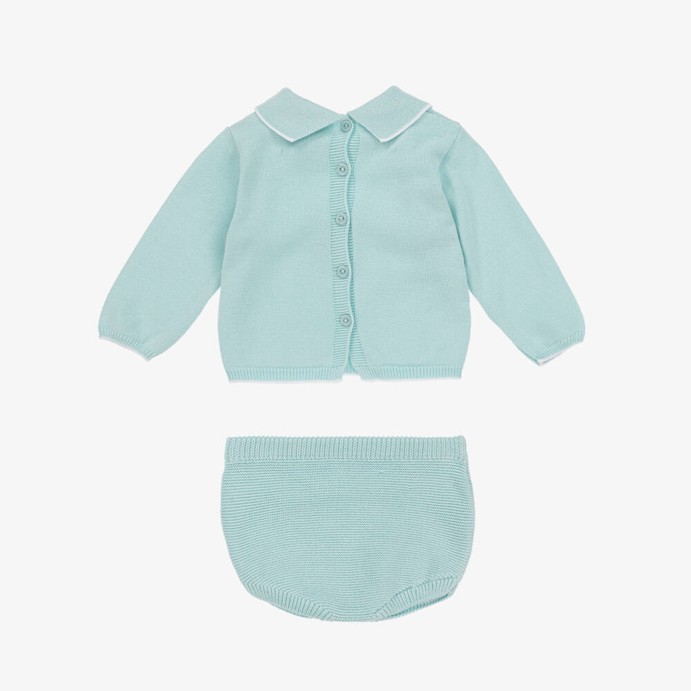 Artesanía Granlei-Boys Turquoise Knit Shorts Ensemble | Childrensalon Outlet