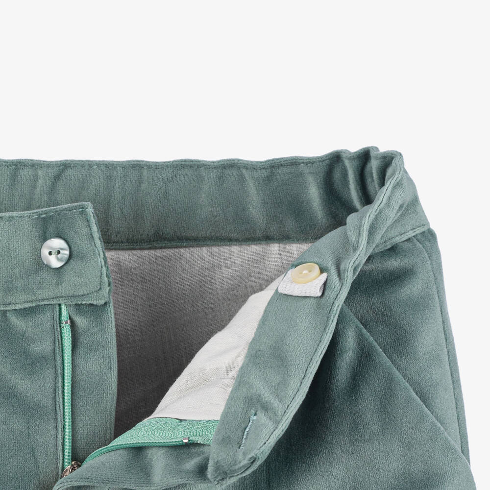 Artesanía Granlei-Boys Velvet Green Shorts Ensemble | Childrensalon Outlet