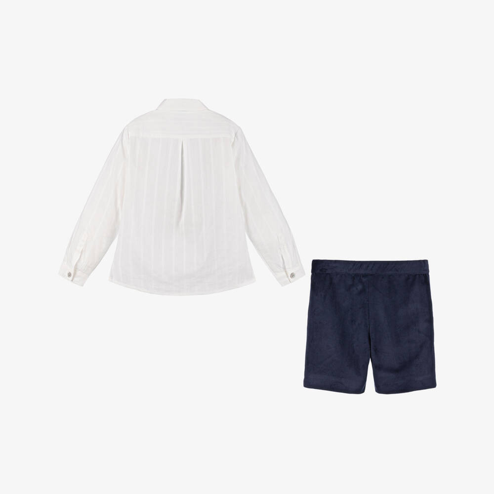 Artesanía Granlei-Boys Velvet Navy Short Ensemble | Childrensalon Outlet