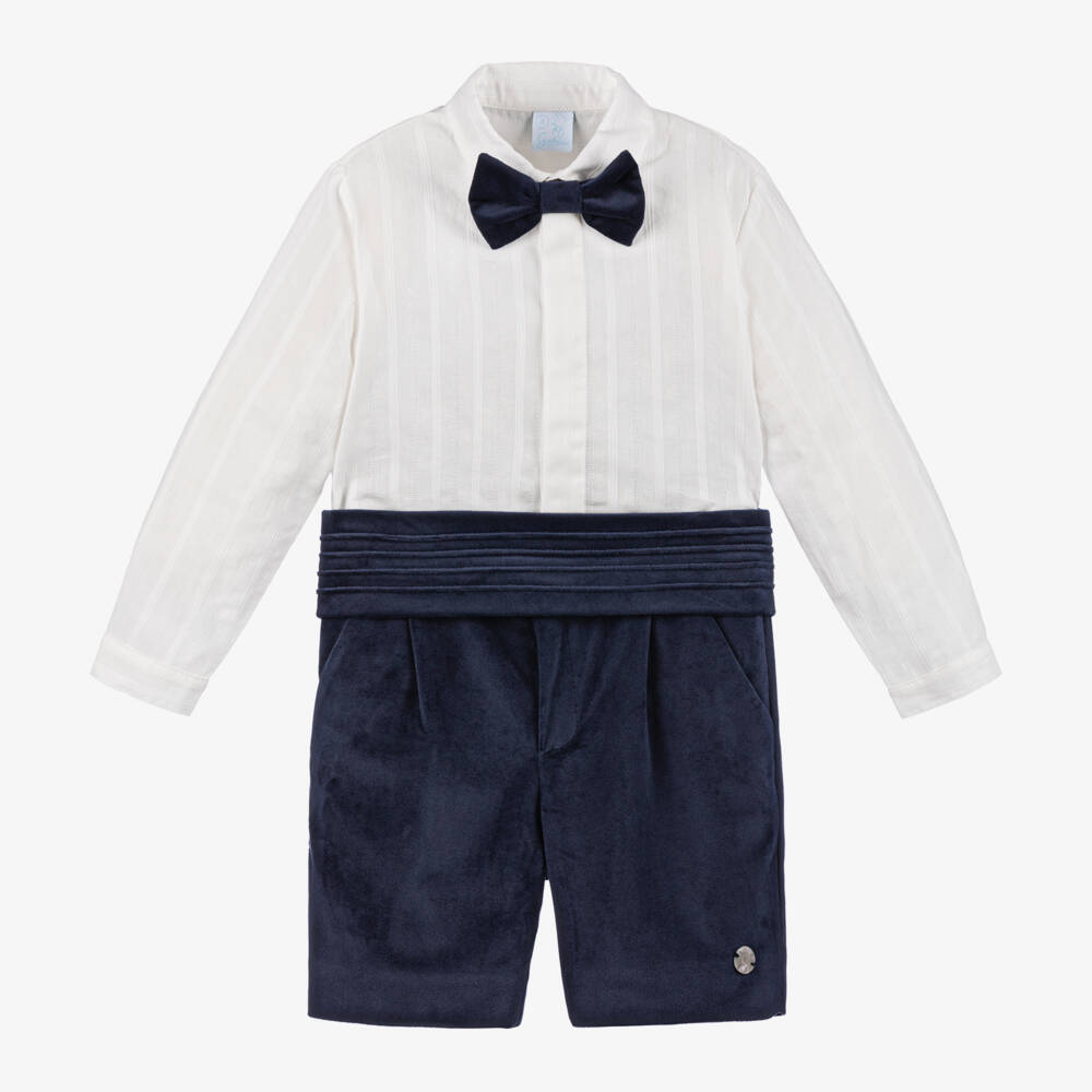 Artesanía Granlei-Boys Velvet Navy Short Ensemble | Childrensalon Outlet
