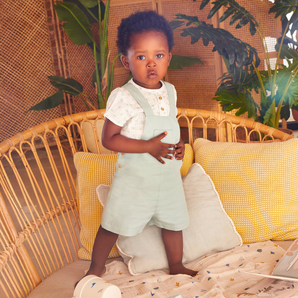 Artesanía Granlei-Льняные комбинезоны для мальчиков зелёного цвета | Childrensalon Outlet