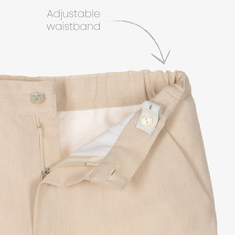 ارتيزانيا  غرانلي-طقم شورت قطن عضوي لون أبيض وبيج للأولاد | Childrensalon Outlet