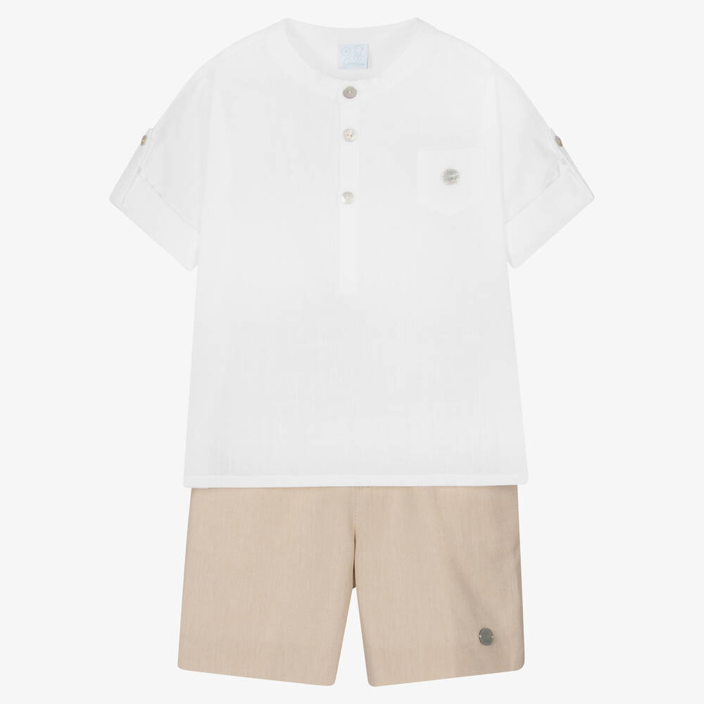 Artesanía Granlei - Ensemble short coton beige garçon | Childrensalon