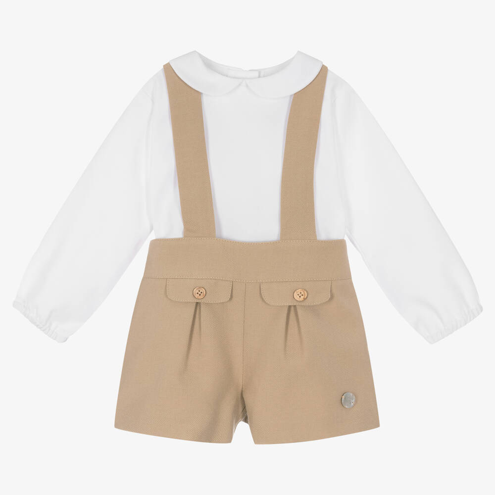 Artesanía Granlei - Shorts-Set in Weiß und Beige (J) | Childrensalon