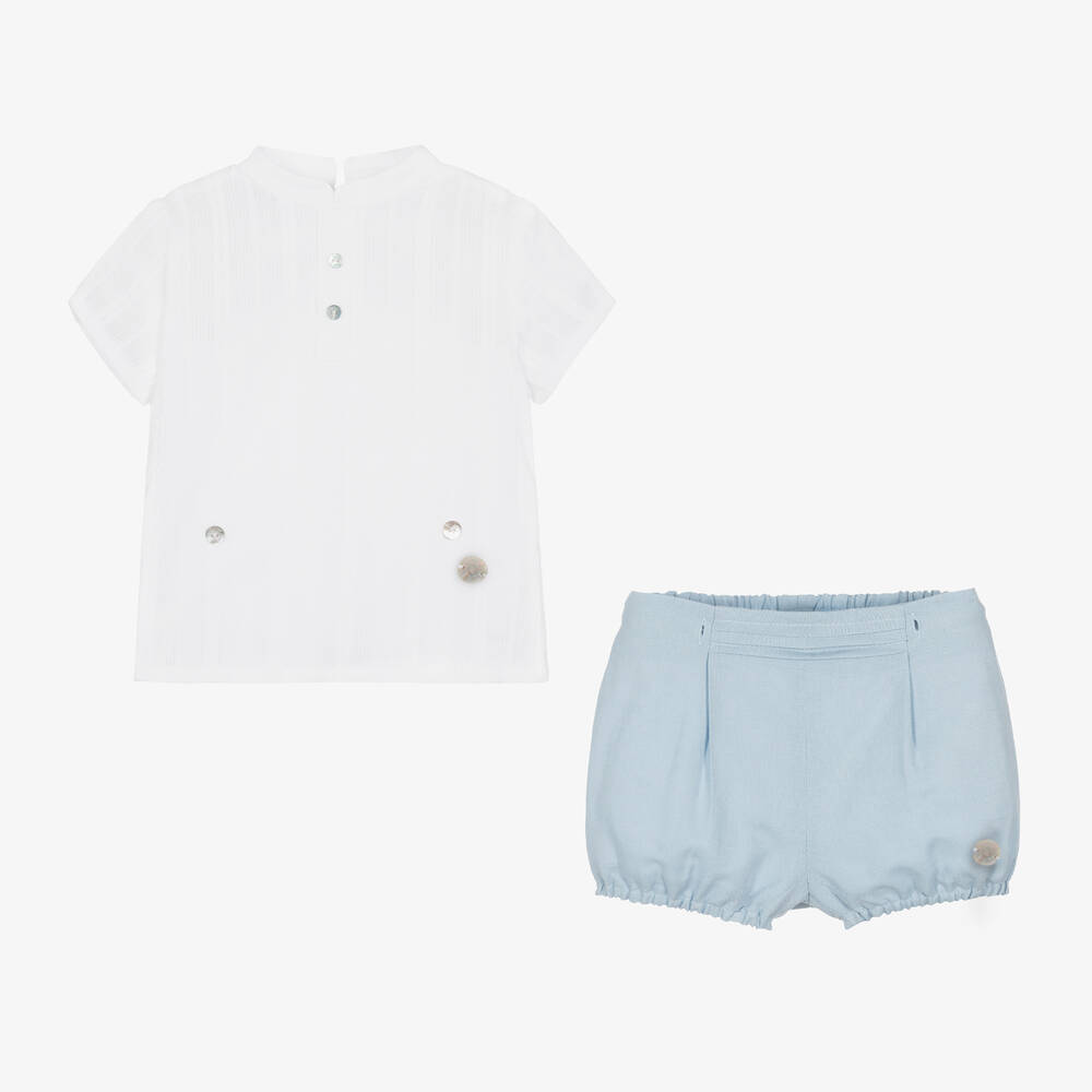 ارتيزانيا  غرانلي-بِدلة رسمية مزيج قطن وكتان لون أبيض وأزرق فاتح | Childrensalon Outlet