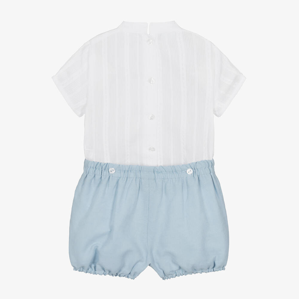 ارتيزانيا  غرانلي-بِدلة رسمية مزيج قطن وكتان لون أبيض وأزرق فاتح | Childrensalon Outlet