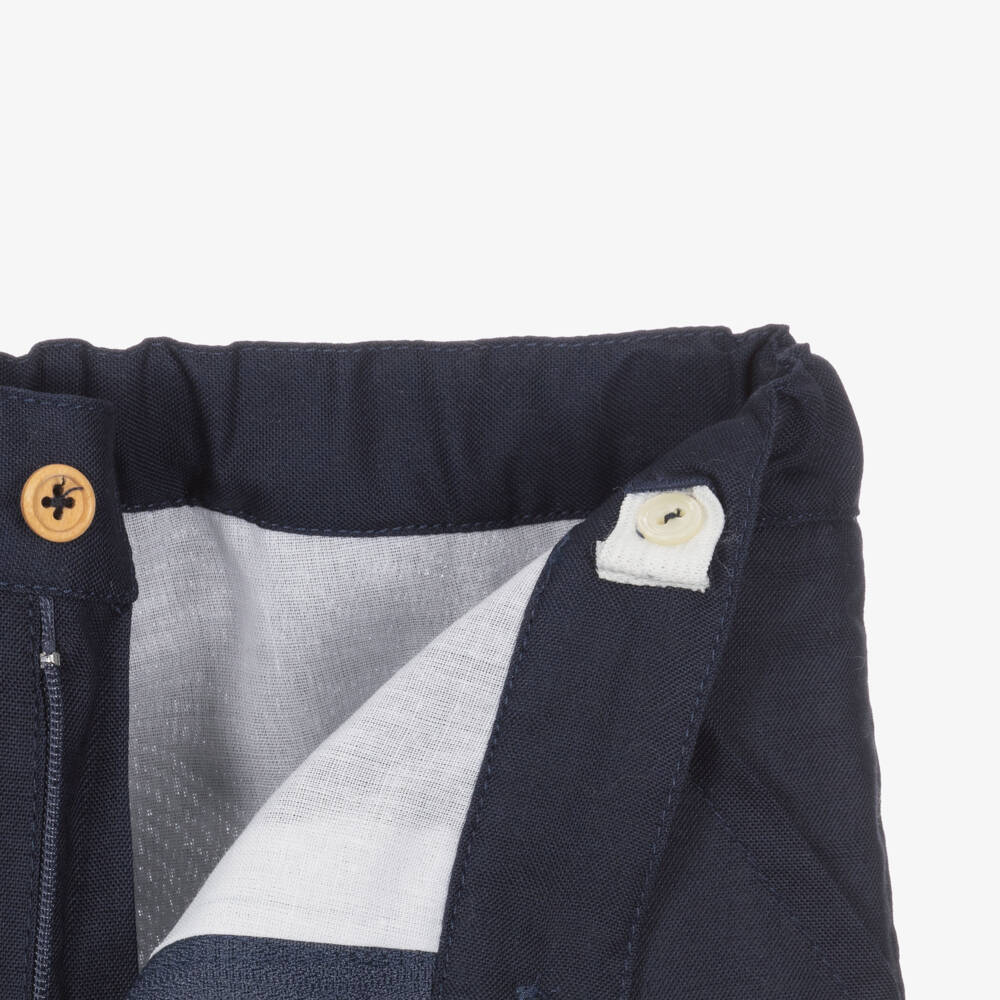 Artesanía Granlei-Boys White & Blue Cotton Shorts Set | Childrensalon Outlet
