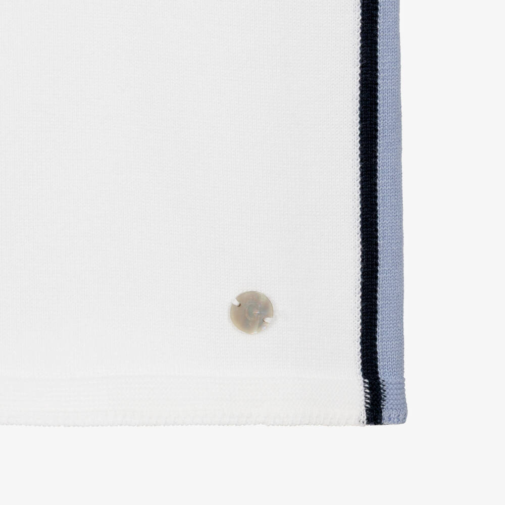 Artesanía Granlei-Boys White & Blue Knitted Shorts Set | Childrensalon Outlet