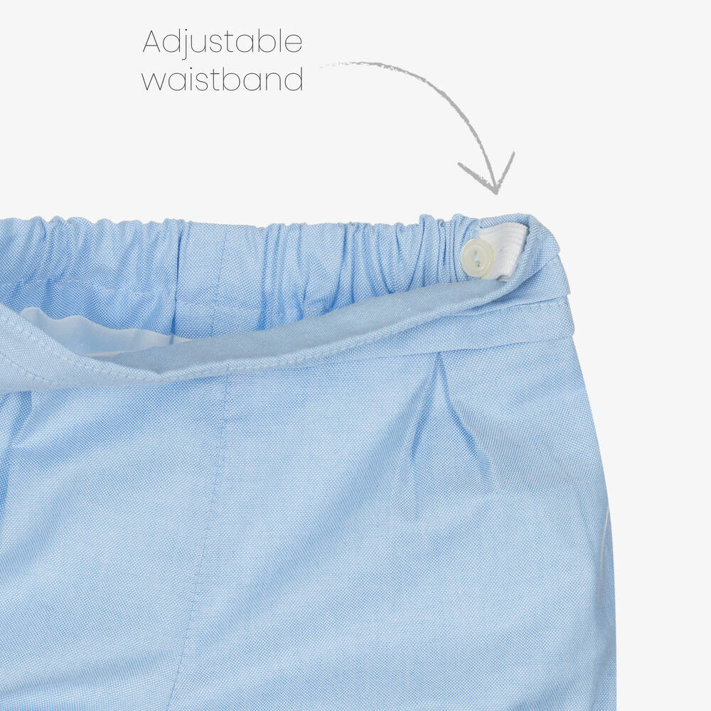 Artesanía Granlei-Boys White & Blue Organic Cotton Shorts Set | Childrensalon Outlet