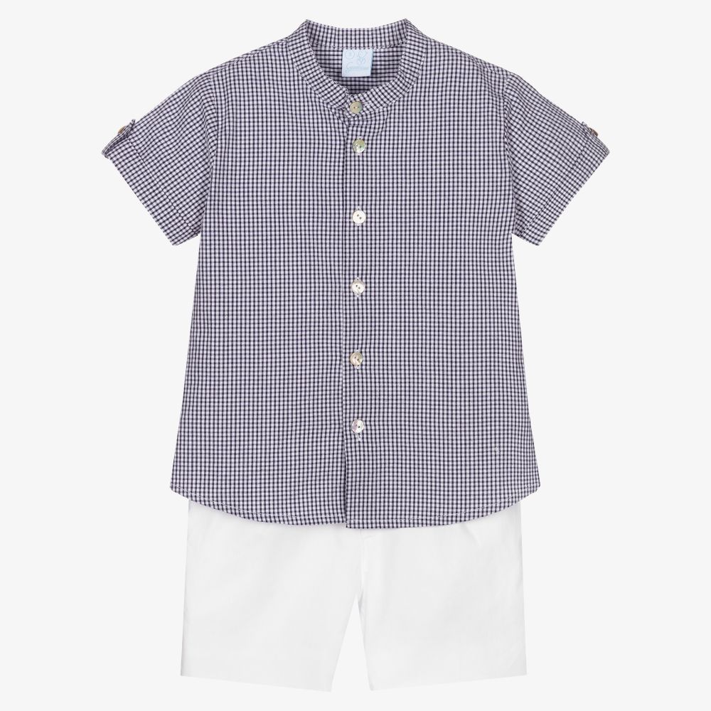 Artesanía Granlei - Синяя рубашка и белые шорты для мальчиков | Childrensalon