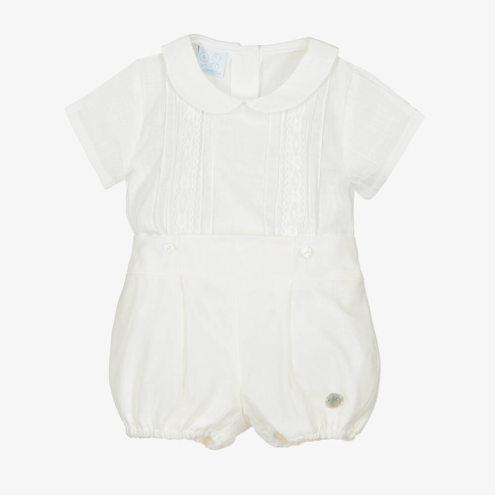 Artesanía Granlei-Белый хлопковый костюм-бастер | Childrensalon Outlet