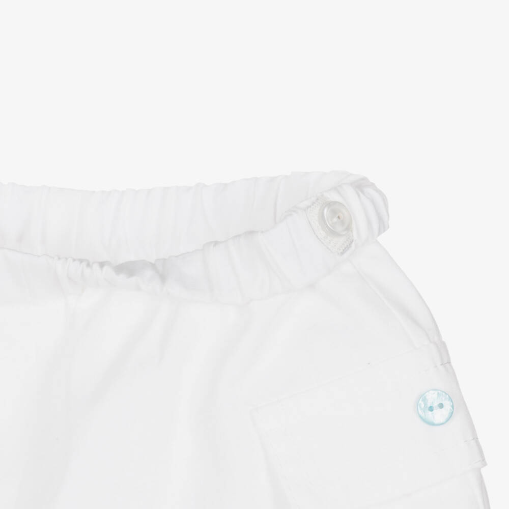 Artesanía Granlei-Boys White Cotton Sailboat Shorts Set | Childrensalon Outlet