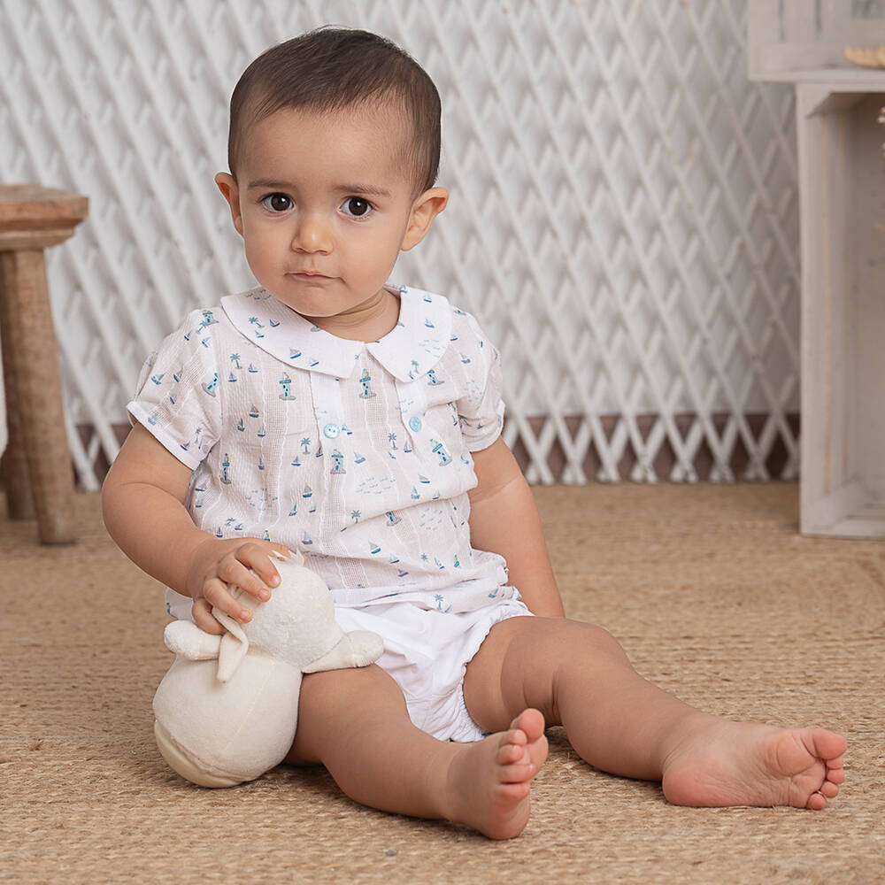 ارتيزانيا  غرانلي-طقم شورت أطفال ولادي قطن لون أبيض | Childrensalon Outlet