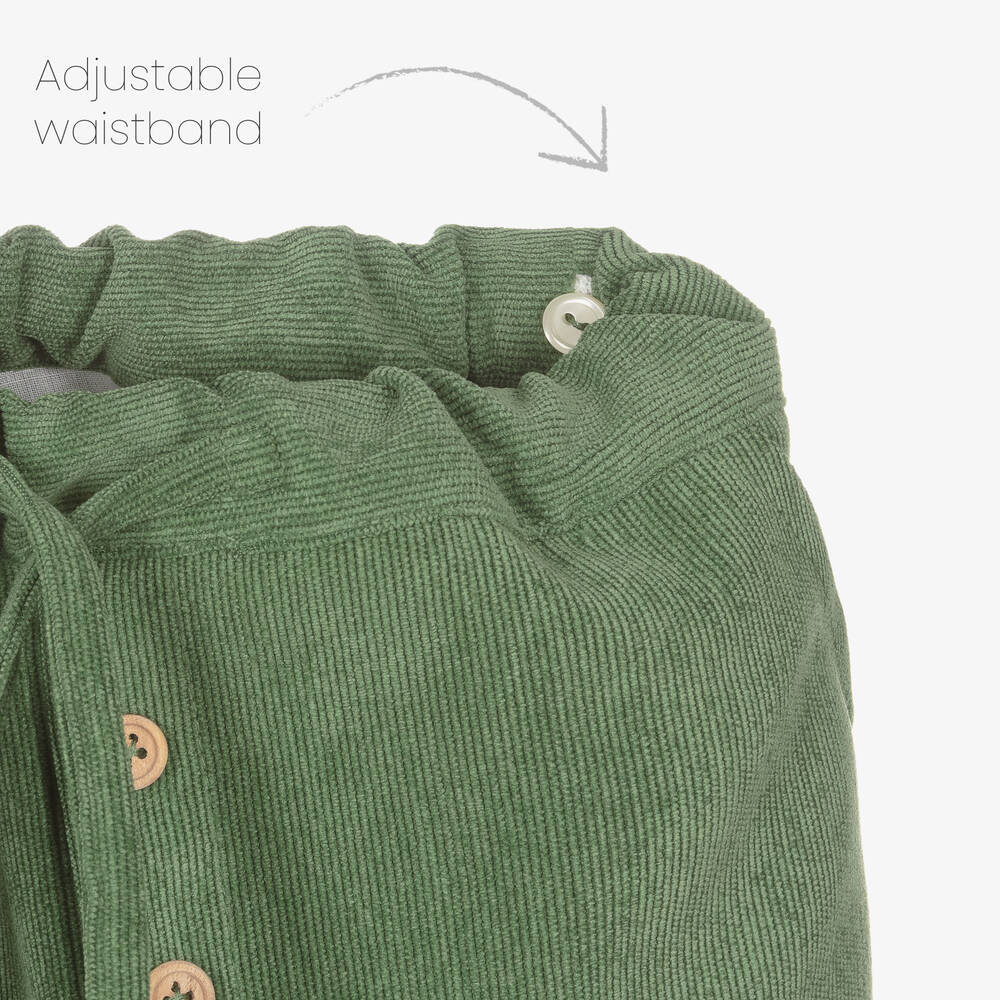 Artesanía Granlei-طقم شورت قطن موسلين لون أبيض وأخضر للأولاد | Childrensalon Outlet