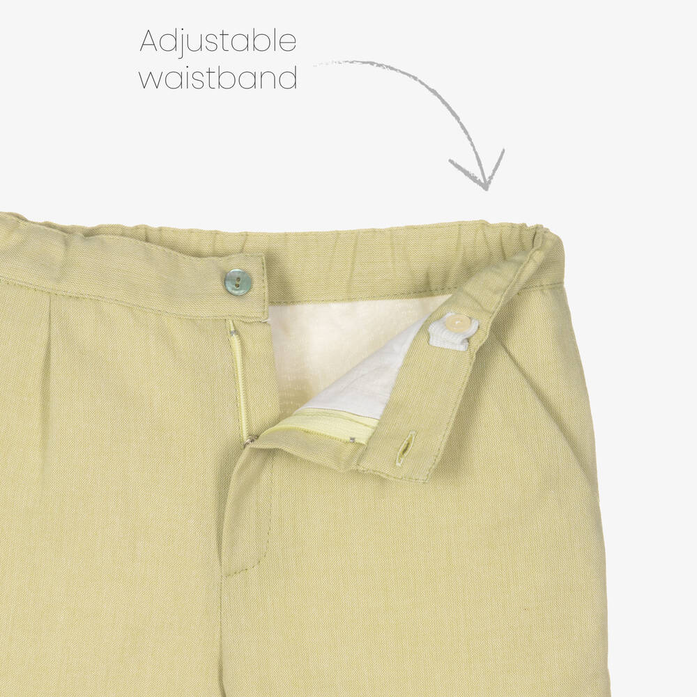 Artesanía Granlei-Boys White & Green Cotton Shorts Set | Childrensalon Outlet