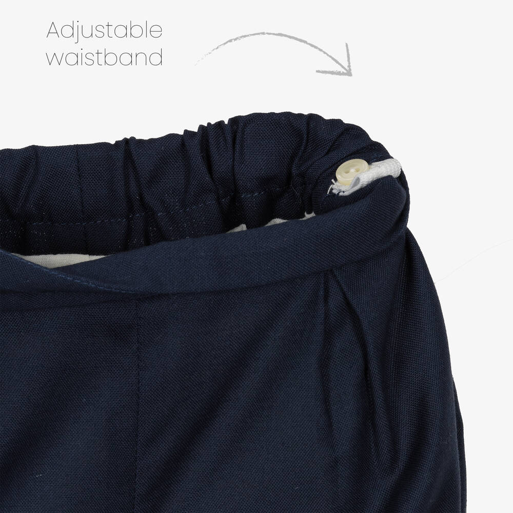 Artesanía Granlei-طقم شورت قطن عضوي لون أبيض وكحلي للمواليد | Childrensalon Outlet