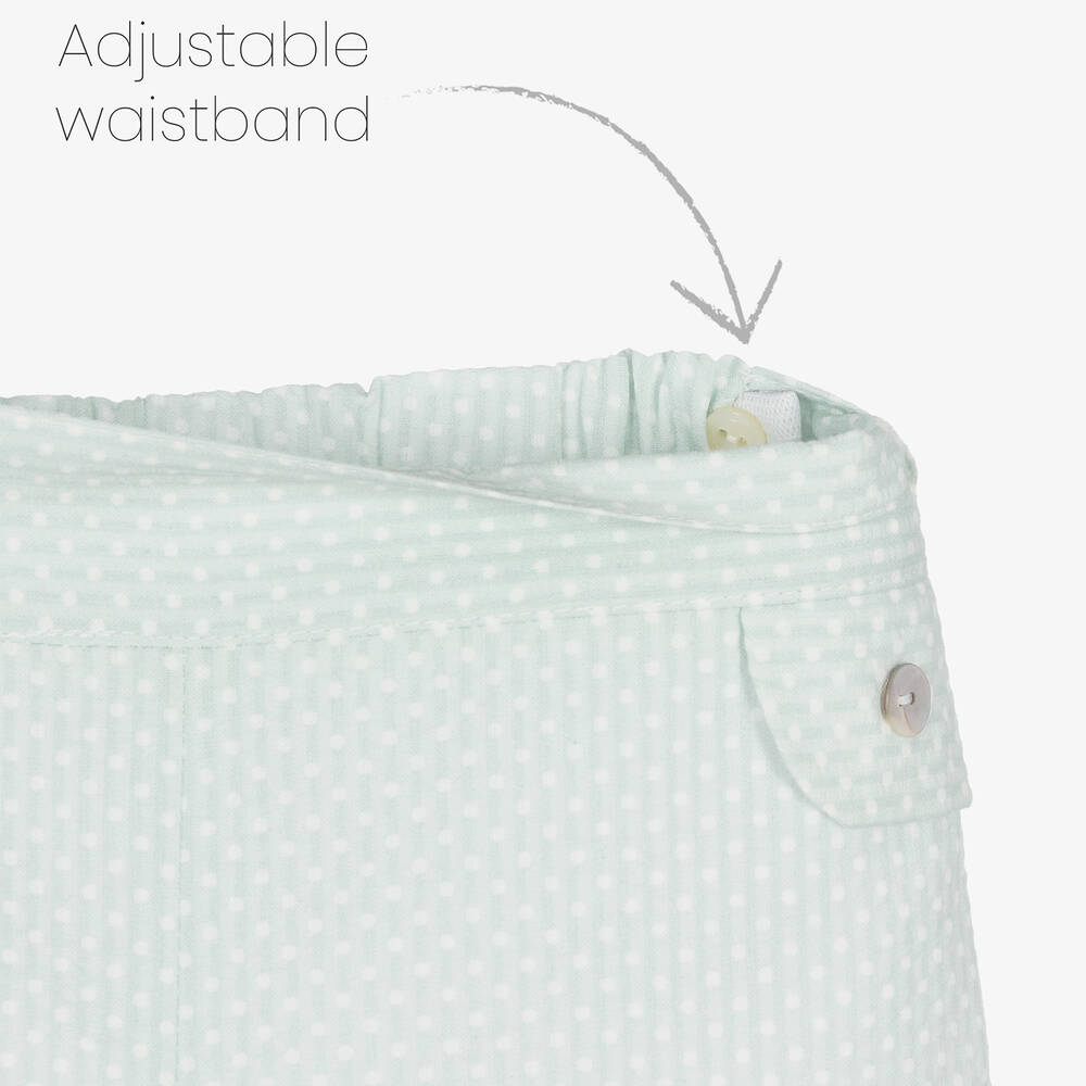 Artesanía Granlei-طقم شورت وقميص قطن لون أبيض وأخضر للأولاد | Childrensalon Outlet