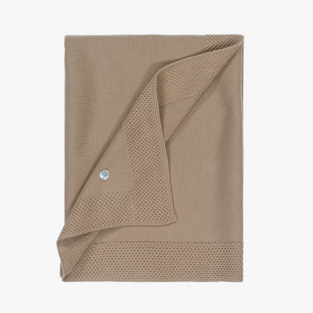 Artesanía Granlei-Brown Knitted Teddy Bear Baby Blanket (84cm) | Childrensalon Outlet