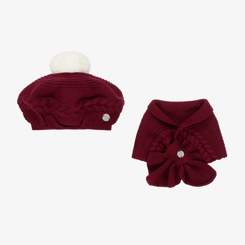 Artesanía Granlei - Ensemble bonnet et foulard bordeaux | Childrensalon