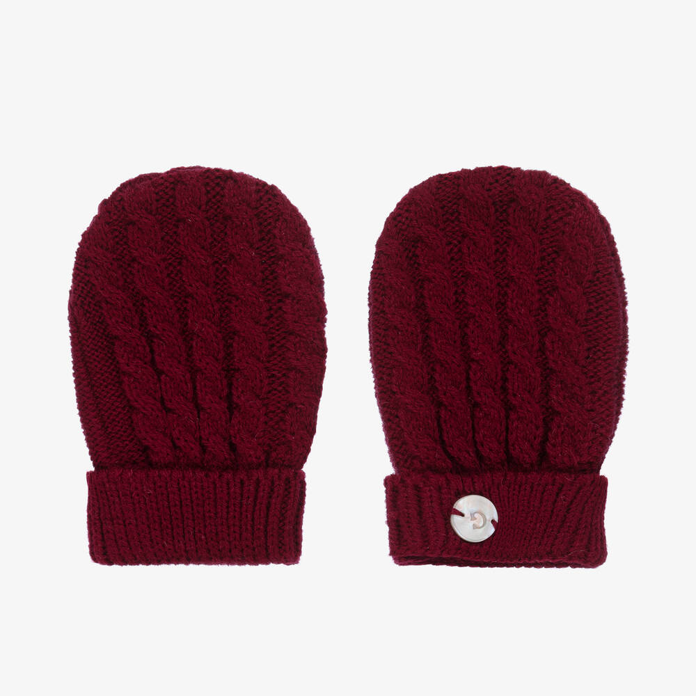 Artesanía Granlei - Burgundy Red Knitted Mittens | Childrensalon